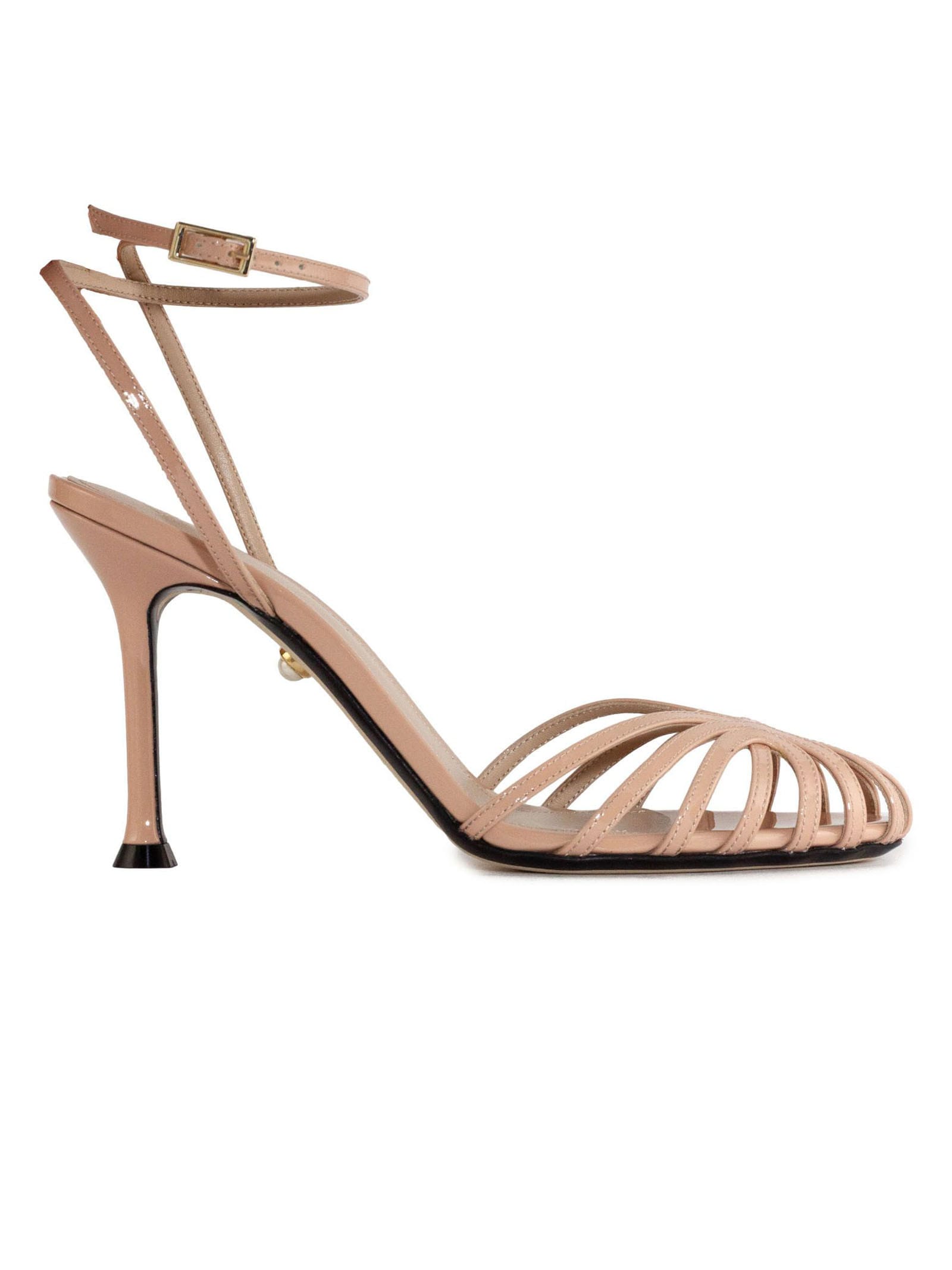 Nude Patent Leather Cage Sandals