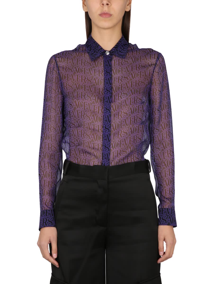 Versace Women's Silk Shirt In Purple