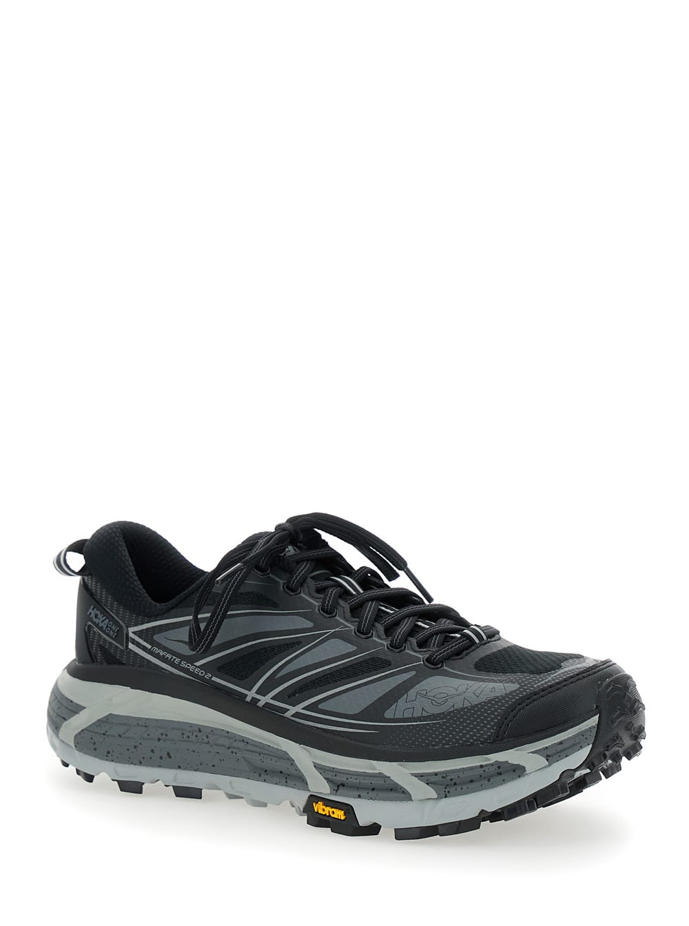 Hoka Mafate Speed 2 Black Low Top Sneakers With Logo Print On The Side In Tech Fabric Unisex In Multi