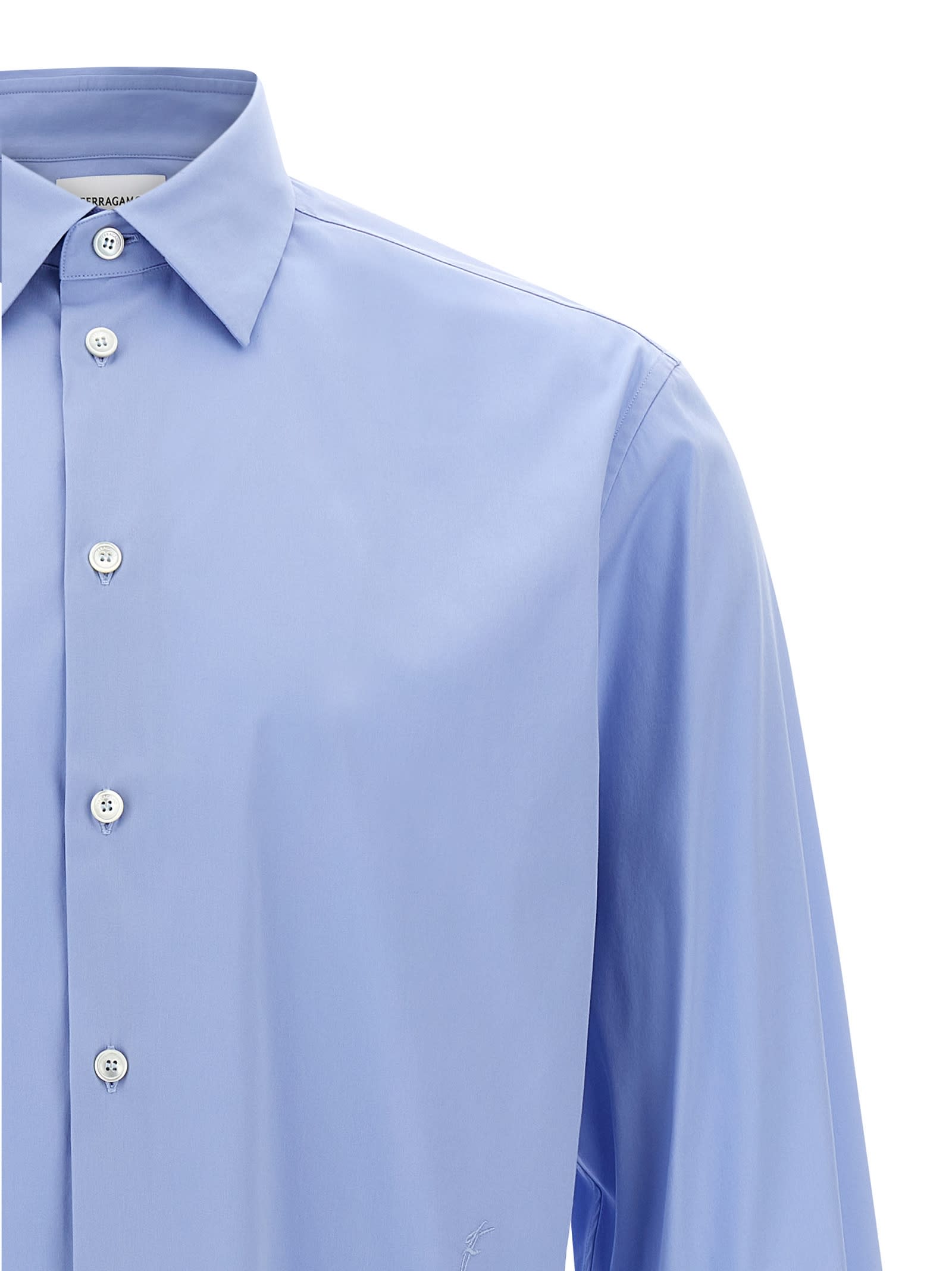 Ferragamo Gangini Shirt In Light Blue