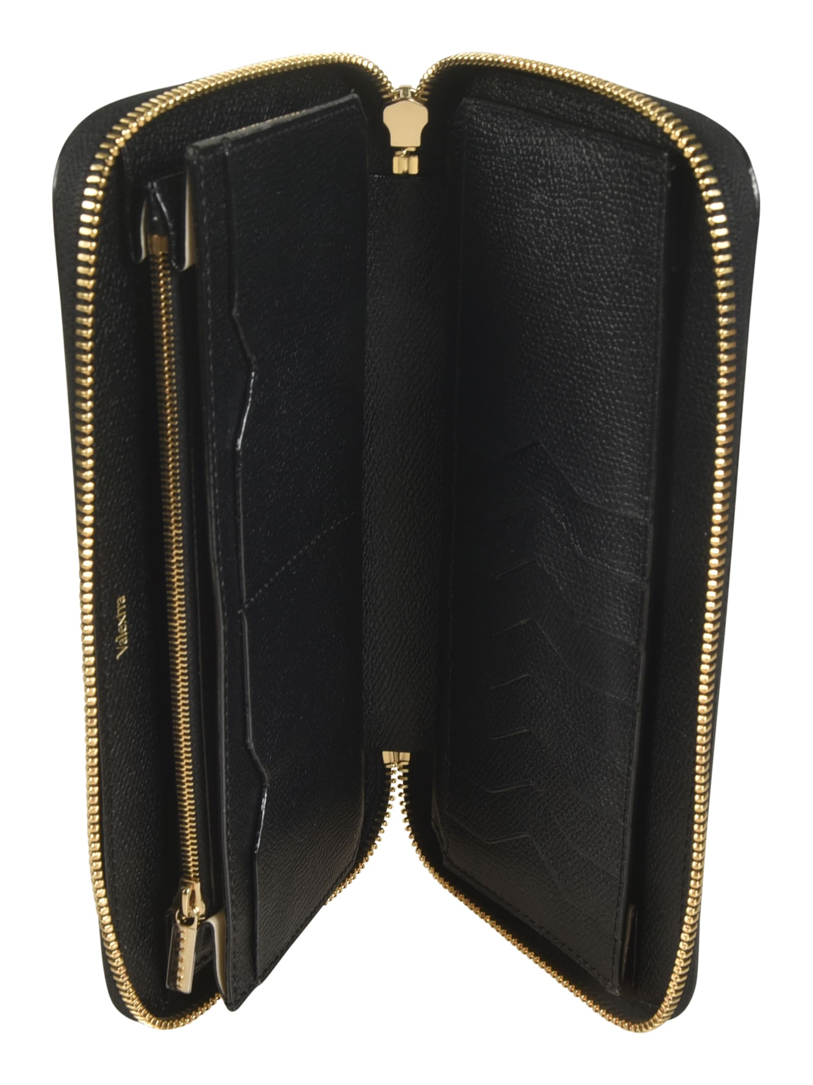 Shop Valextra Classic Zip-around Clutch In Black