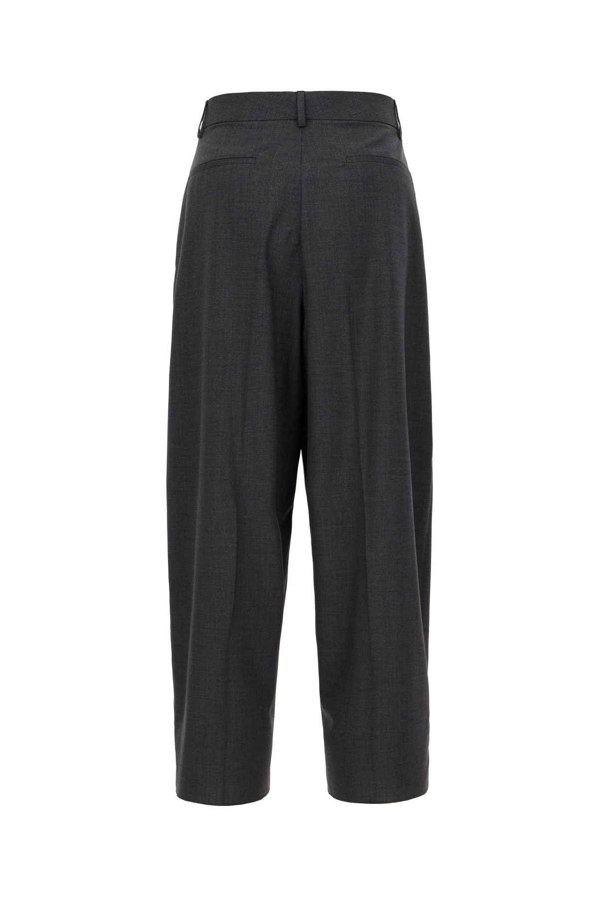 Shop Valentino Dark Grey Wool Pants In Grigio Melange