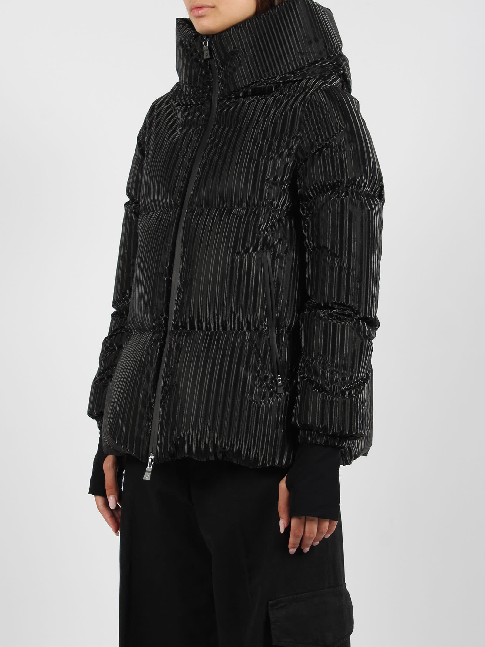 Shop Herno 3d Effect Nylon Down Jacket In Black