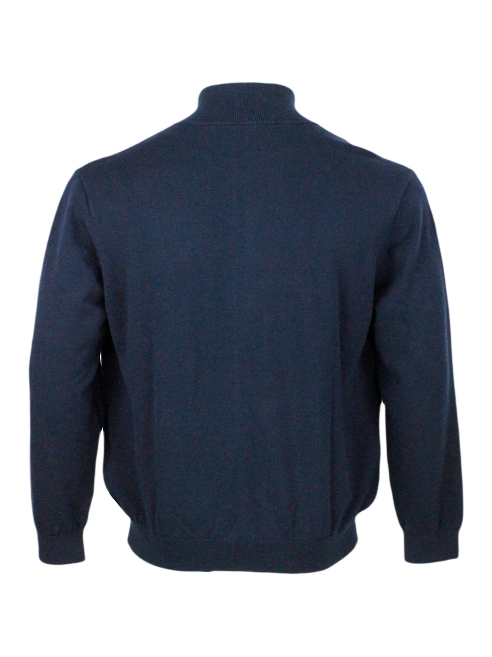Shop Armani Collezioni Lightweight Full Zip Long-sleeved Shirt Made Of 100% Cotton With Side Pockets In Blu