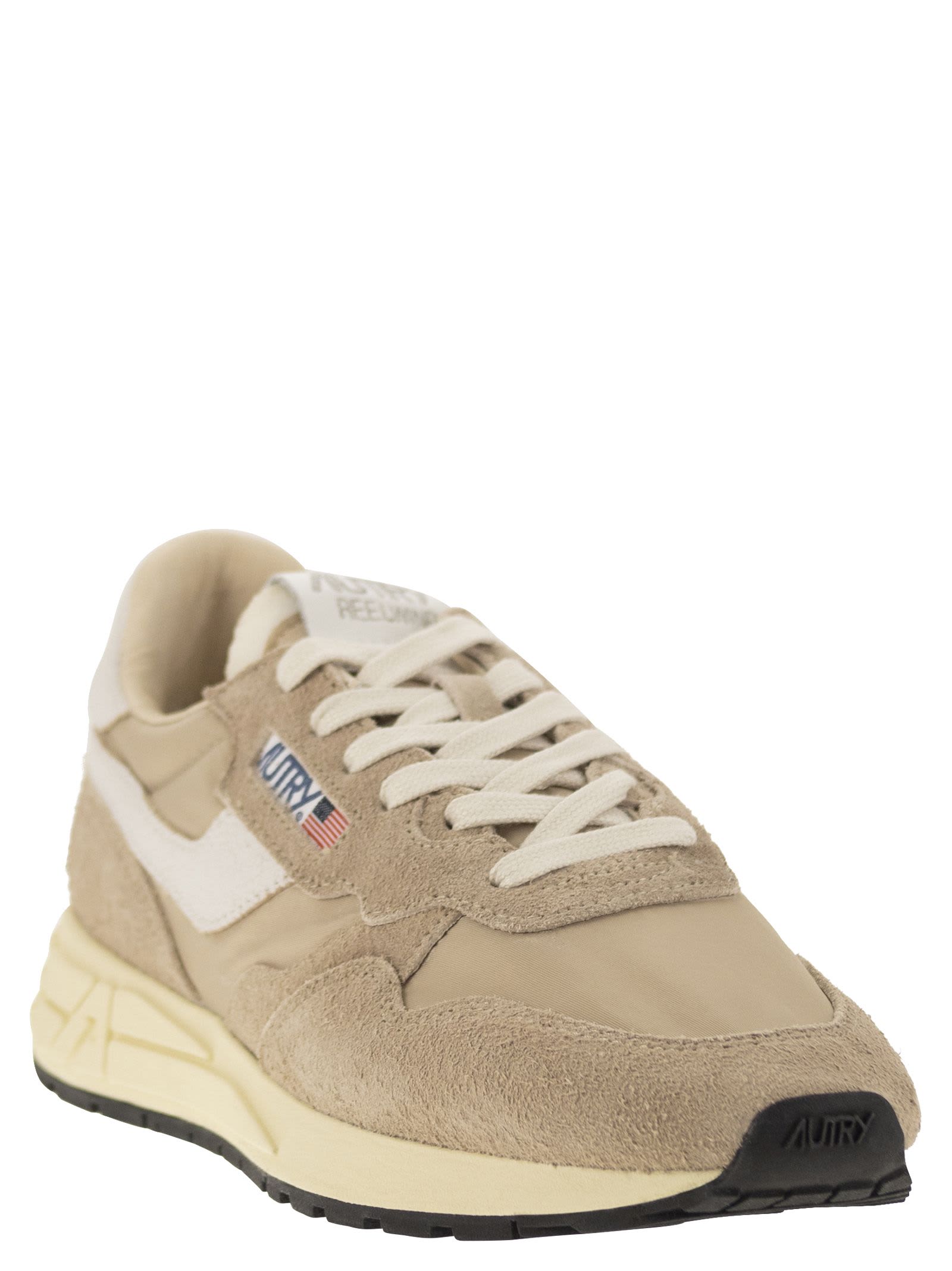 Shop Autry Reelwind - Suede And Technical Textile Trainer In Beige