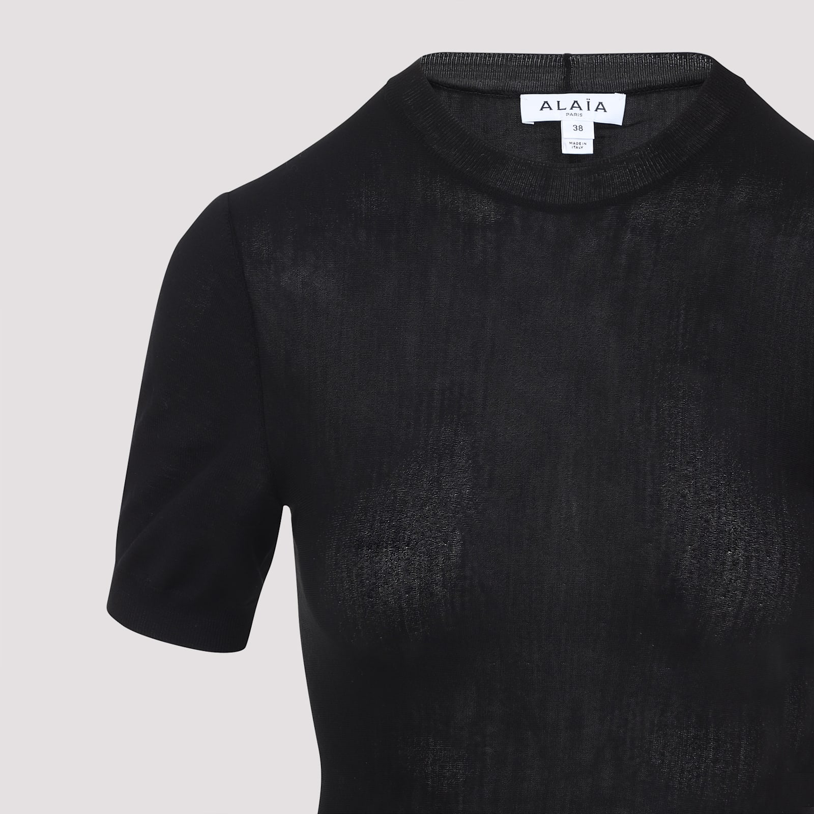 Alaïa Womens Noir Alaia Short-sleeve Peplum Wool Top In Black