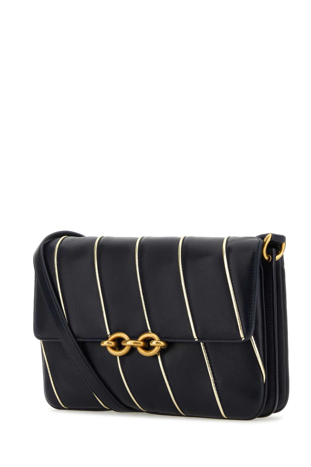 Shop Saint Laurent Two-tone Leather Le Maillon Shoulder Bag In Deepmarineplator