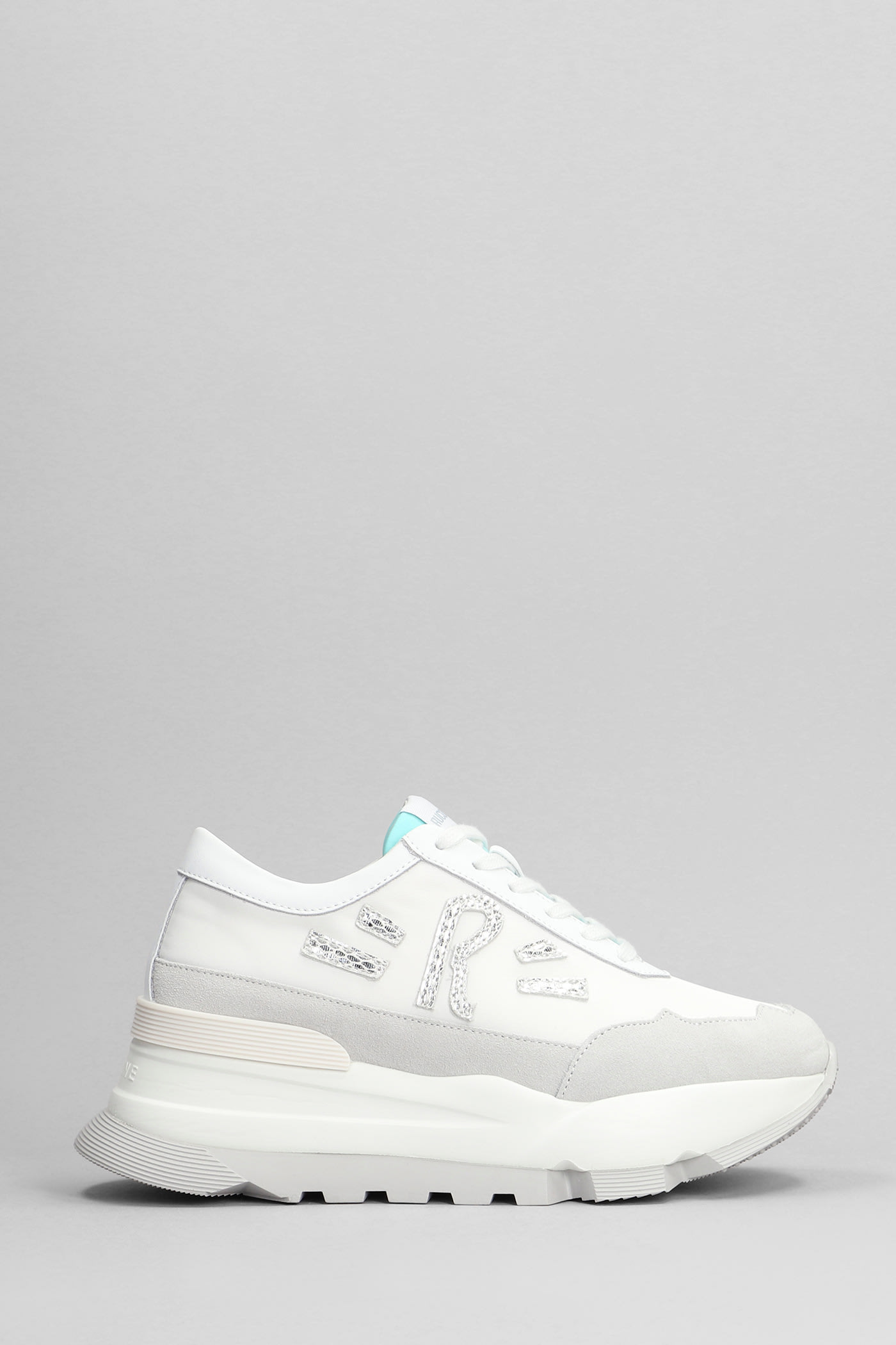 Ruco Line Aki Sneakers In White Suede And Fabric