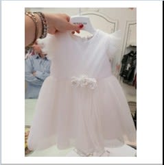 Monnalisa White Tulle Dress For Baby Girl