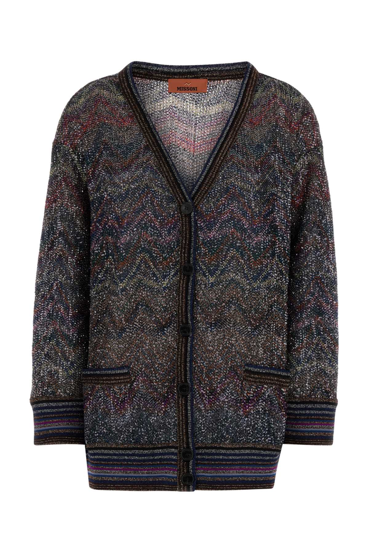Missoni Multicolor Viscose Blend Cardigan In Black