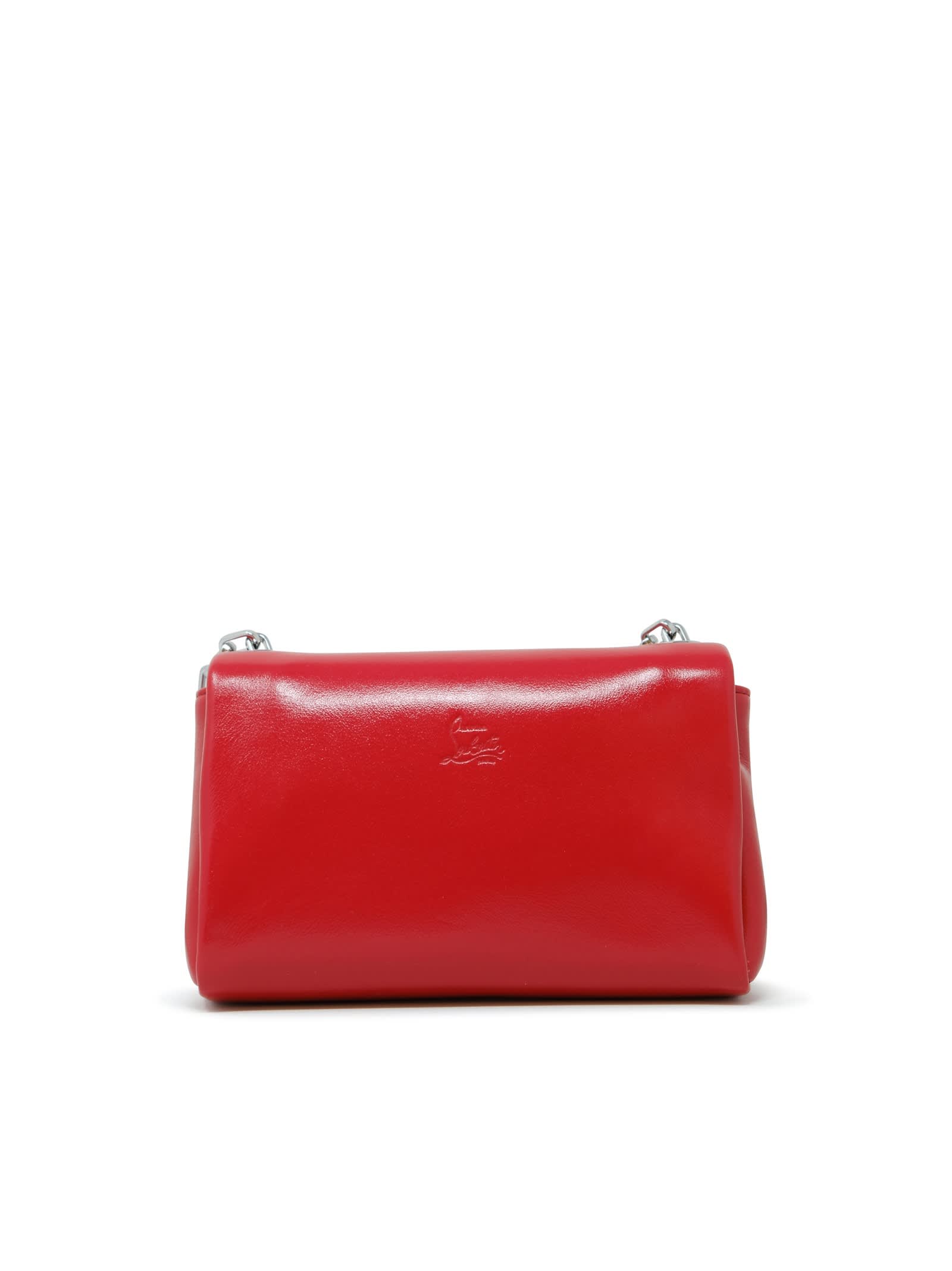 Christian Louboutin Red Leather Loubi54 Soft Pouch Bag In Pink