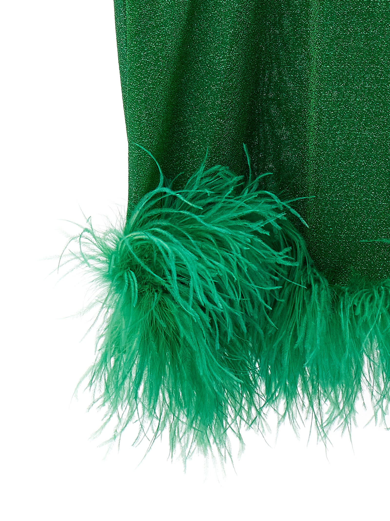 Shop Oseree Lumiere Plumage Dress In Emerald Green