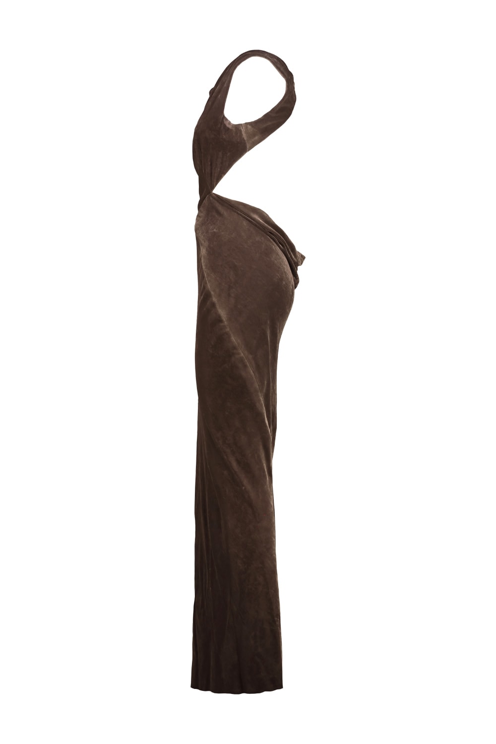 Rick Owens Concordians Open Back Gown In Brown