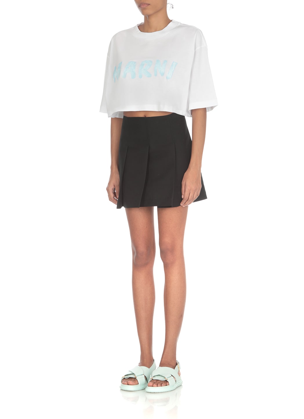 Shop Marni Cotton Mini Skirt In Black