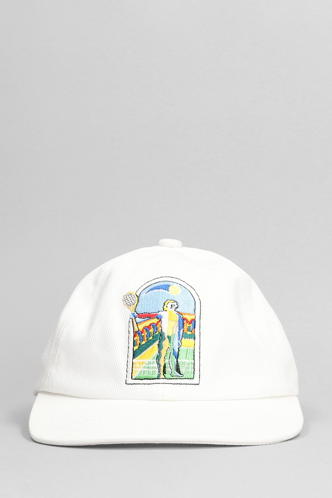 White Baseball Hat With Front Embroidery
