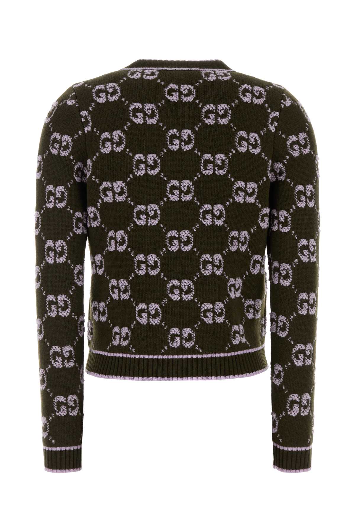 Gucci Wool Cardigan With Front Pockets And Long Sleeves In Green