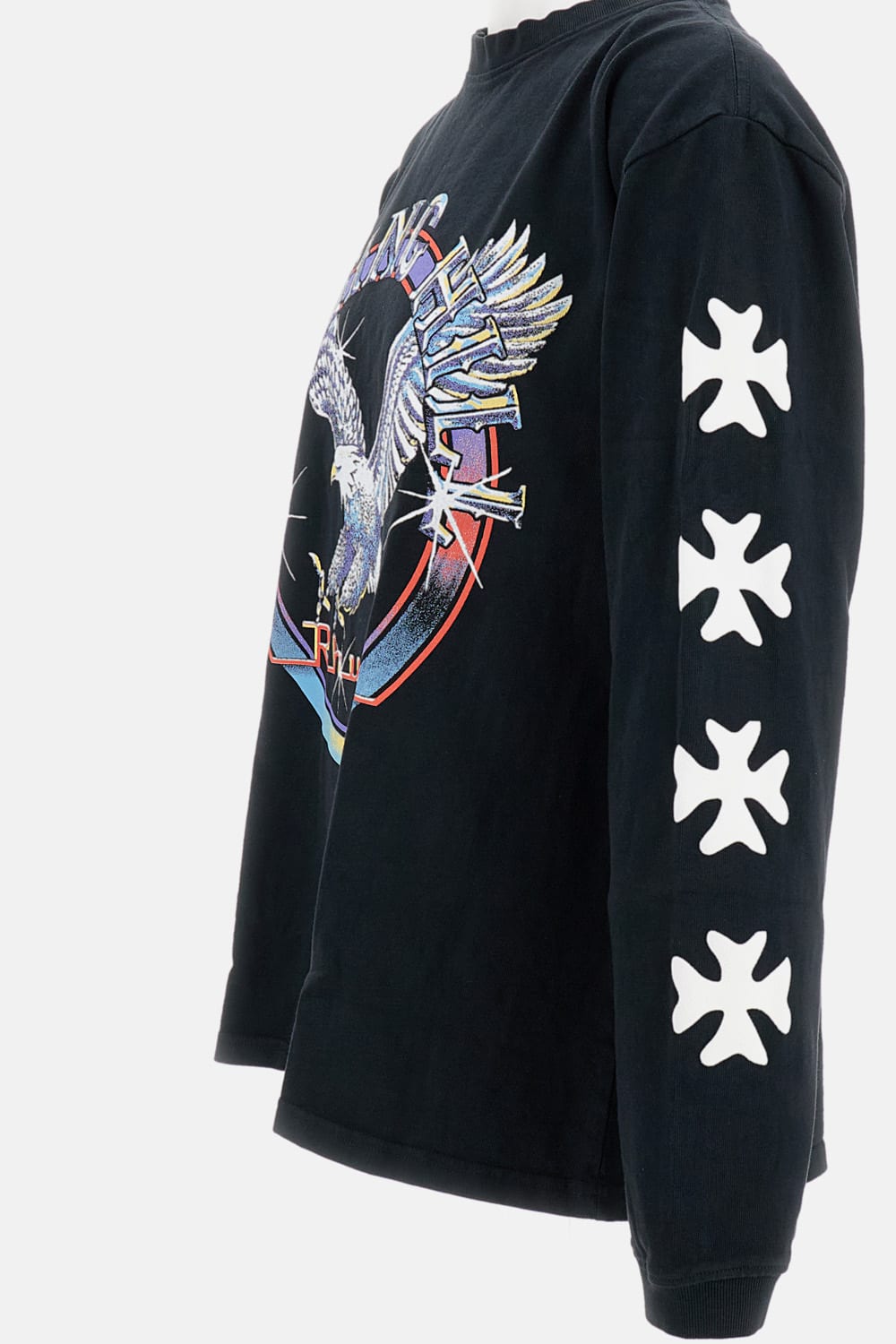 Rhude Notting Hill Eagle Vintage Black Long Sleeve T-shirt In Black
