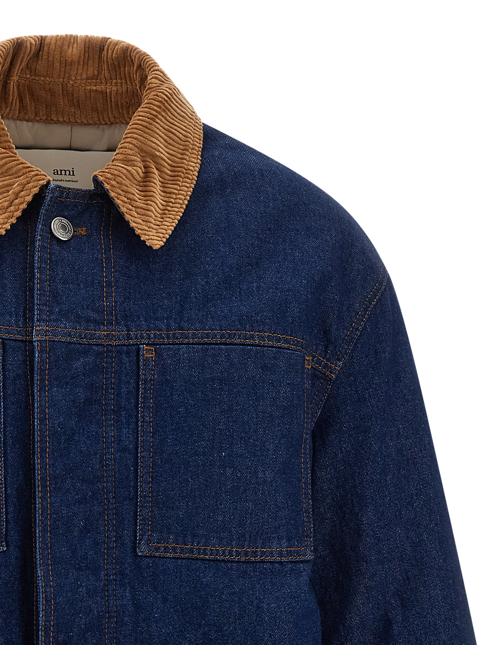Ami Alexandre Mattiussi Ami Paris Denim Padded Jacket In Blue
