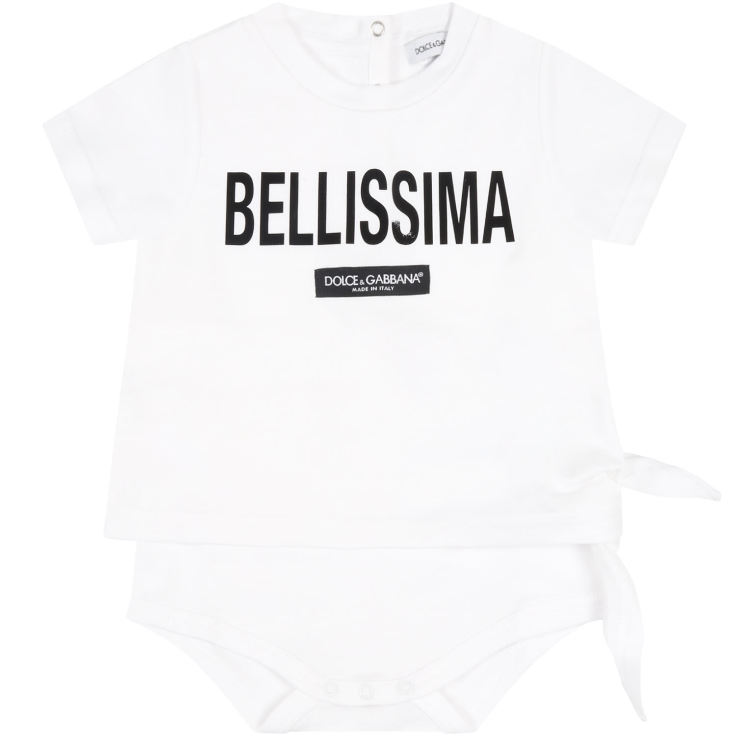 Dolce & Gabbana White T-shirt For Baby Girl With Writing