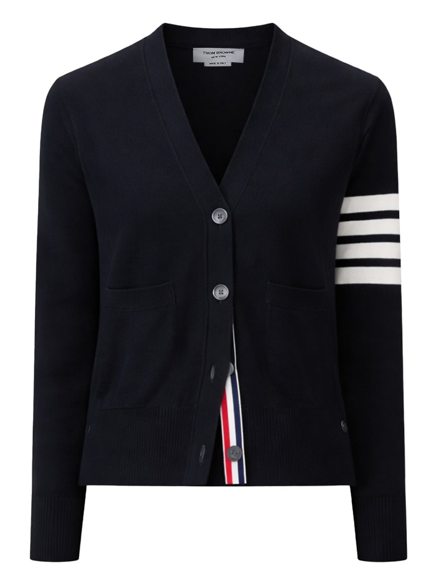Thom Browne Virgin Wool Cardigan In Blue