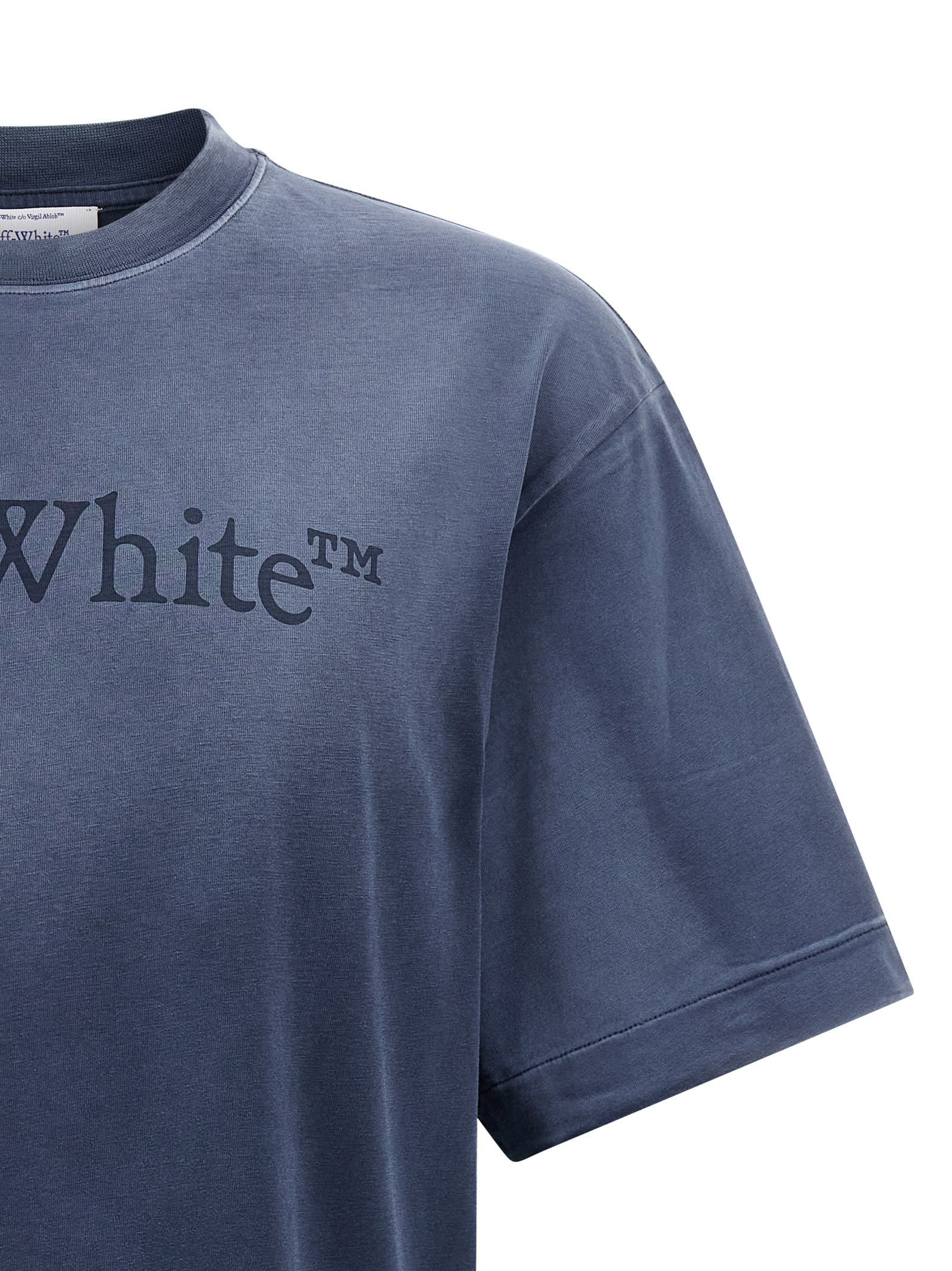 Off-white Vintage Round Neck Short Sleeve T-shirt In Blue