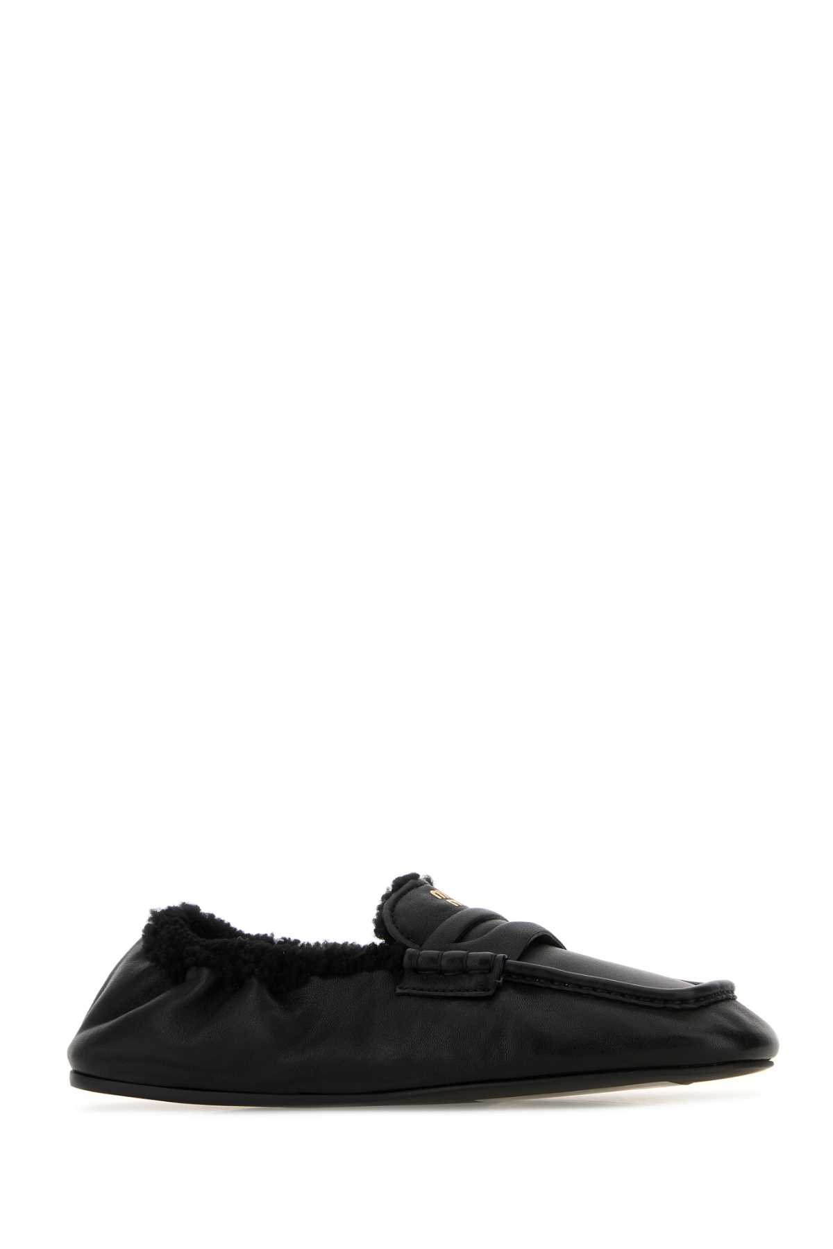 Miu Miu Nappa Leather Round Toe Loafers In Black