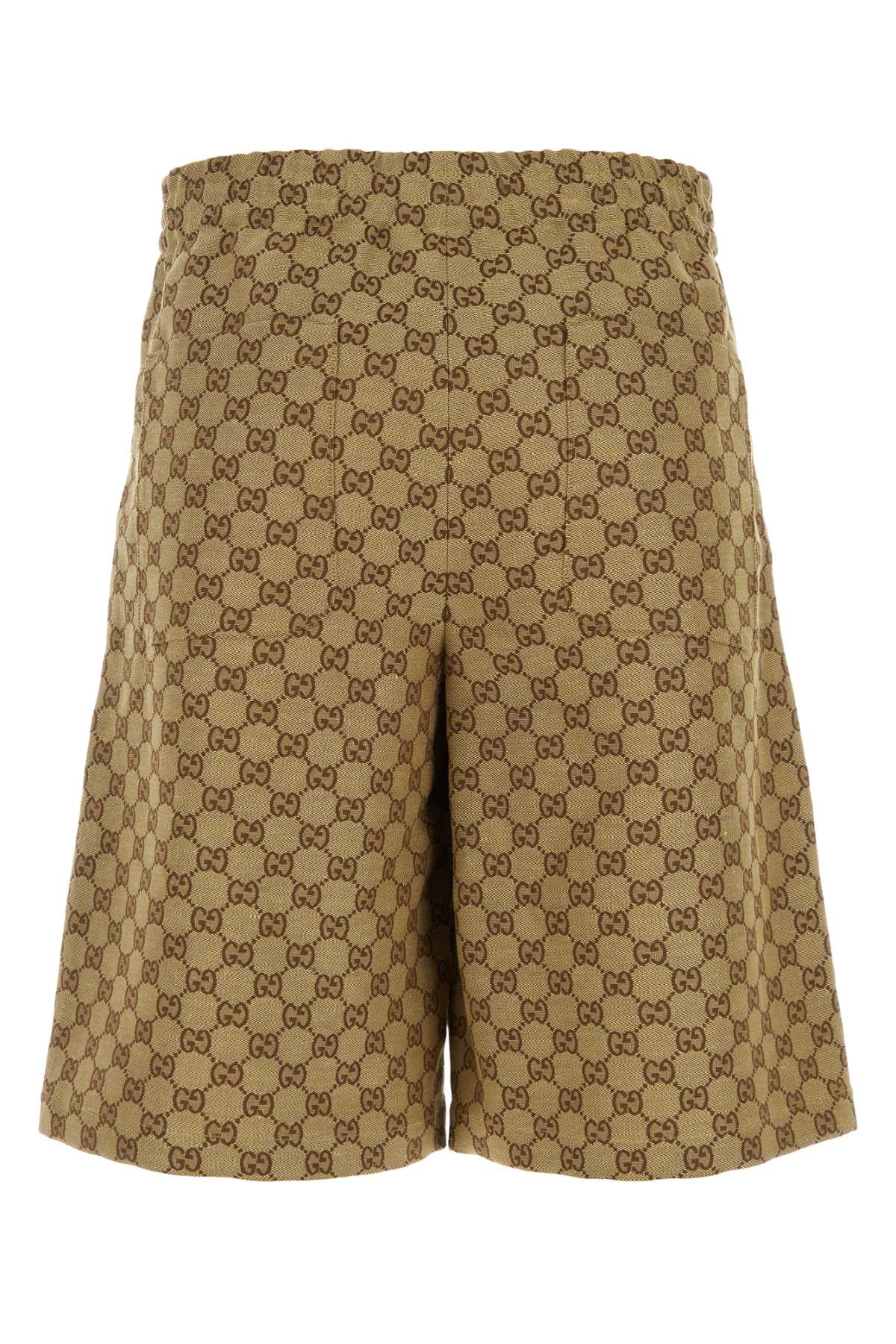 Gucci Gg Supreme Fabric Bermuda Shorts In Camelebony