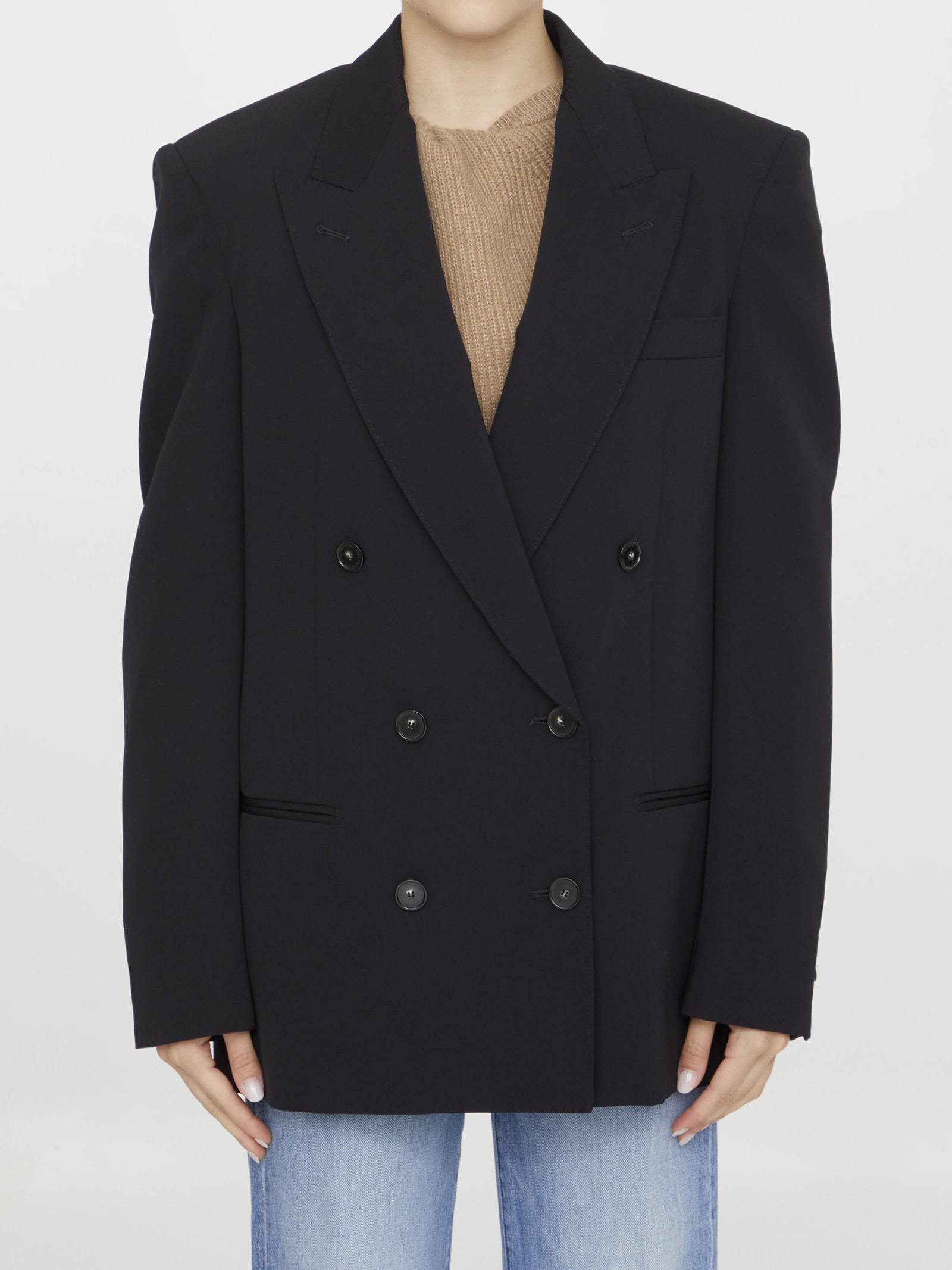 Stella Mccartney Double-breasted Wool Jacket In Black