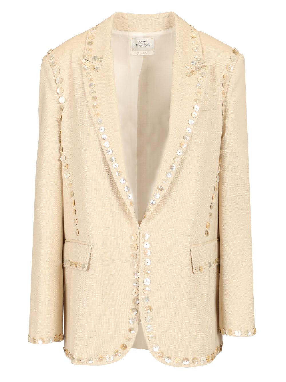 Shop Forte Forte Embroidered Sand Blazer In Beige