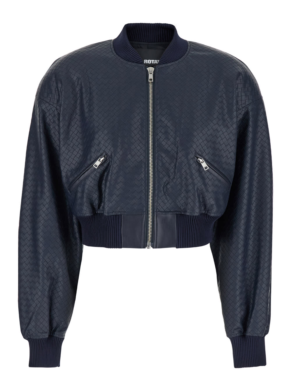 Shop Rotate Birger Christensen Cropped Braided Jacket In Blue