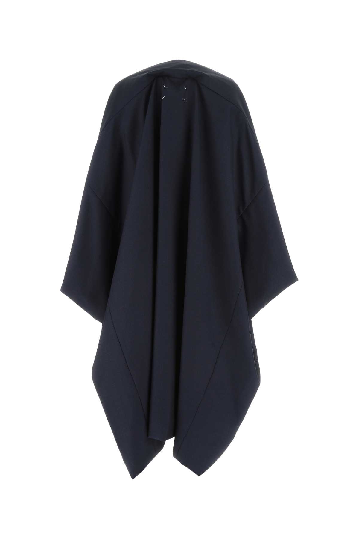 Shop Maison Margiela Navy Blue Wool Blend Cape In 524