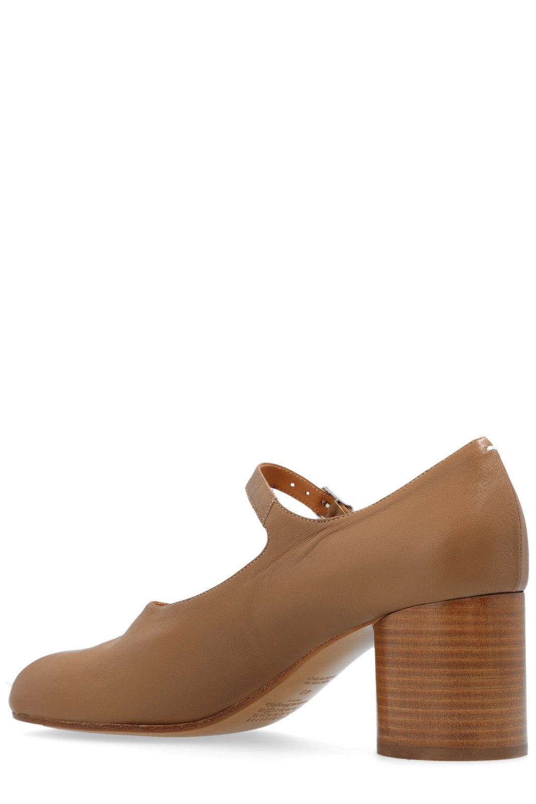 Shop Maison Margiela Tabi Mary-janes Pumps In Chamois