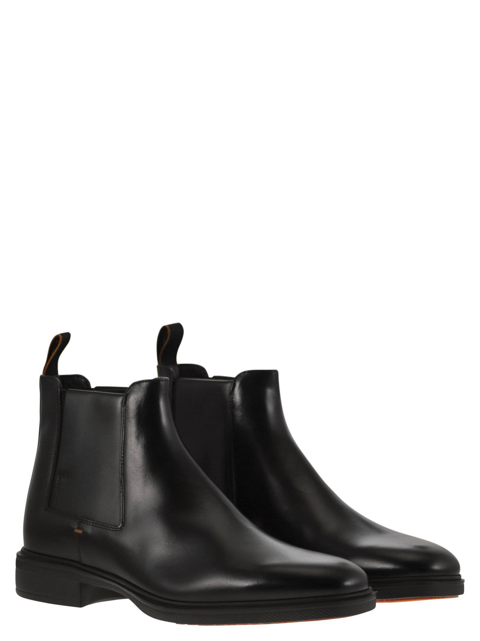 Shop Santoni Easy Leather Boot In Black