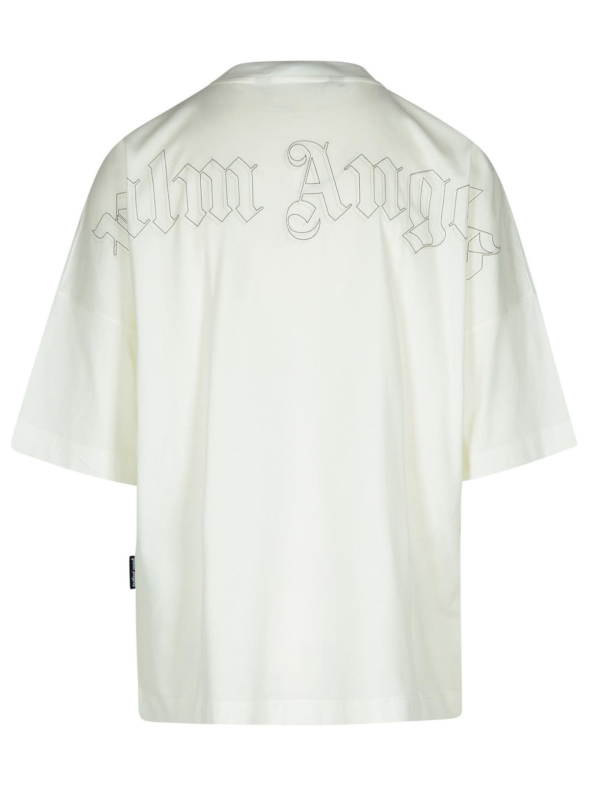 Shop Palm Angels White Cotton T-shirt In Off White Off White