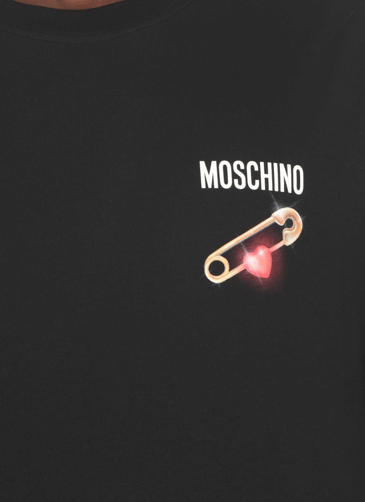 Shop Moschino Cotton Logoed T-shirt In Black