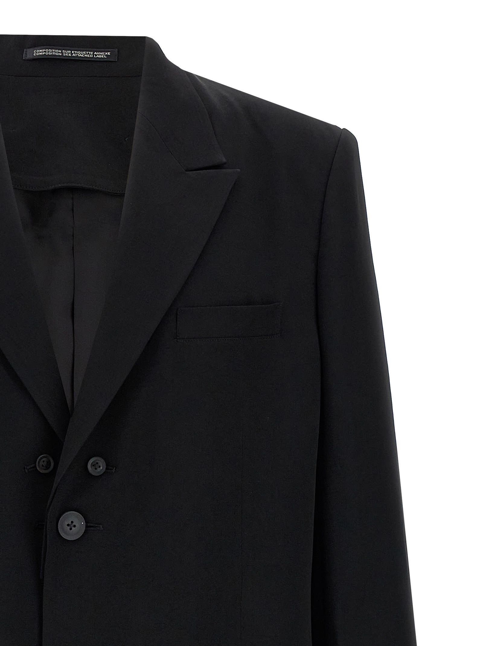 Yohji Yamamoto Asymmetrical Blazer Longline Notched Lapels In Black