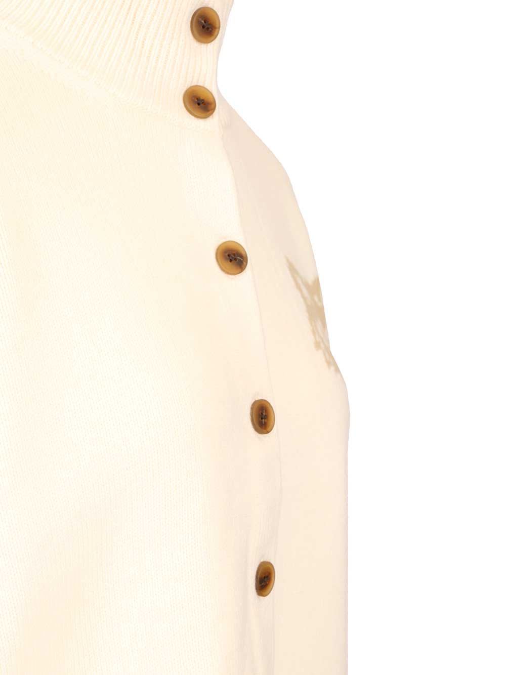 Maison Kitsuné Fox Head Intarsia Merino High Neck Cardigan Knitwear Beige In Neutral