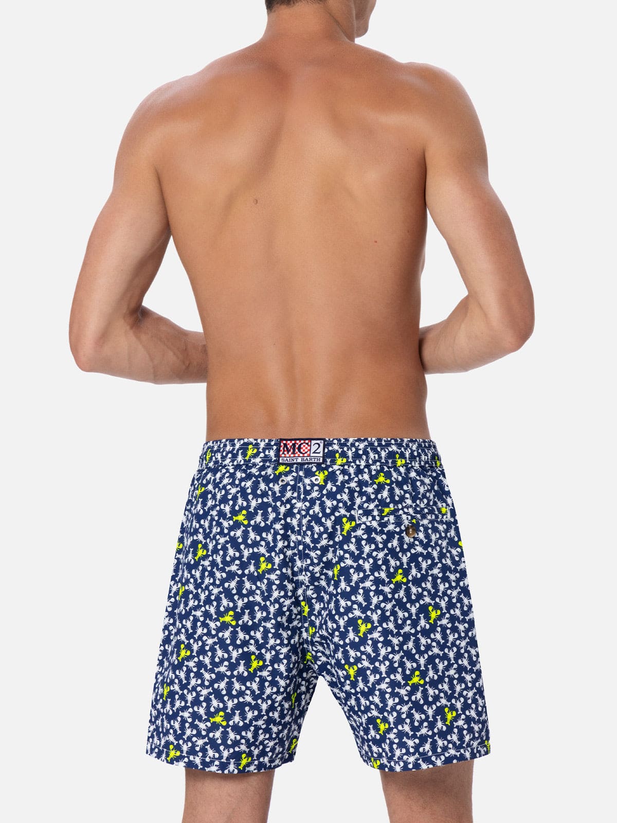 Mc2 Saint Barth Lobster-print Swim Shorts In Blue