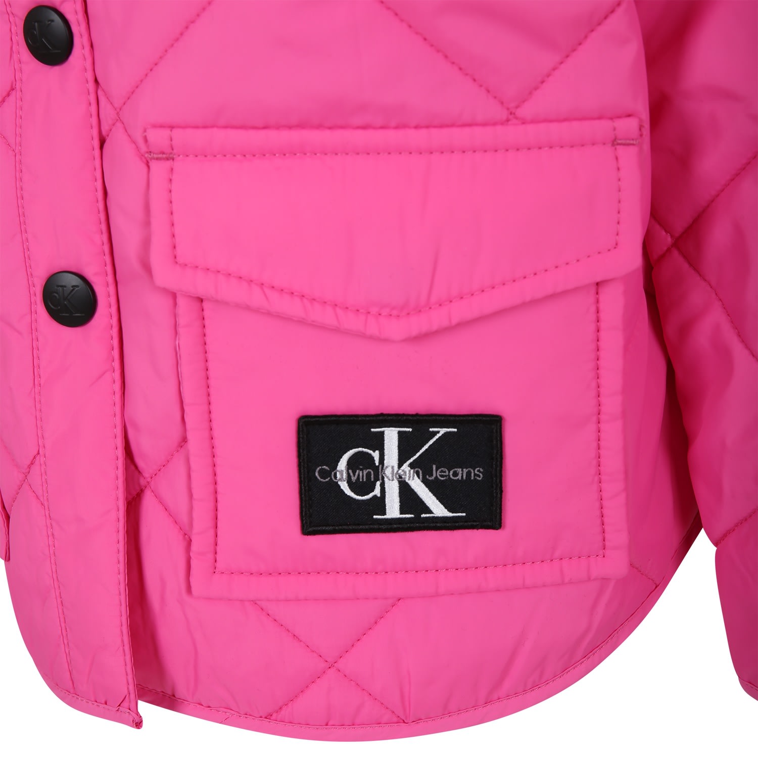 Calvin Klein Fuchsia Down Jacket For Girl With Logo In Fuchsia