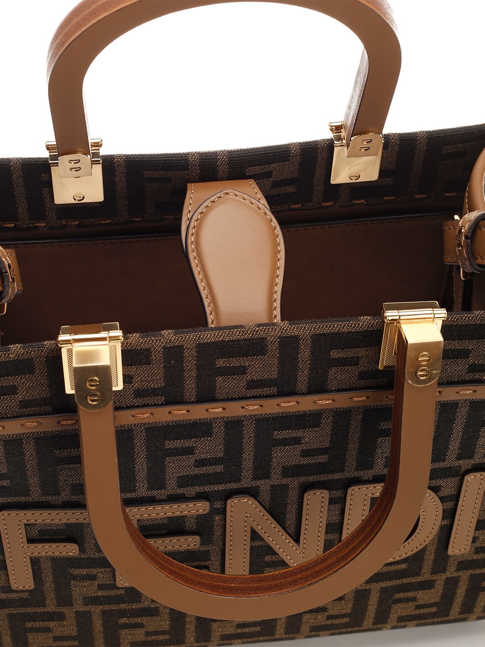 Shop Fendi Sunshine Handbag In Marrone