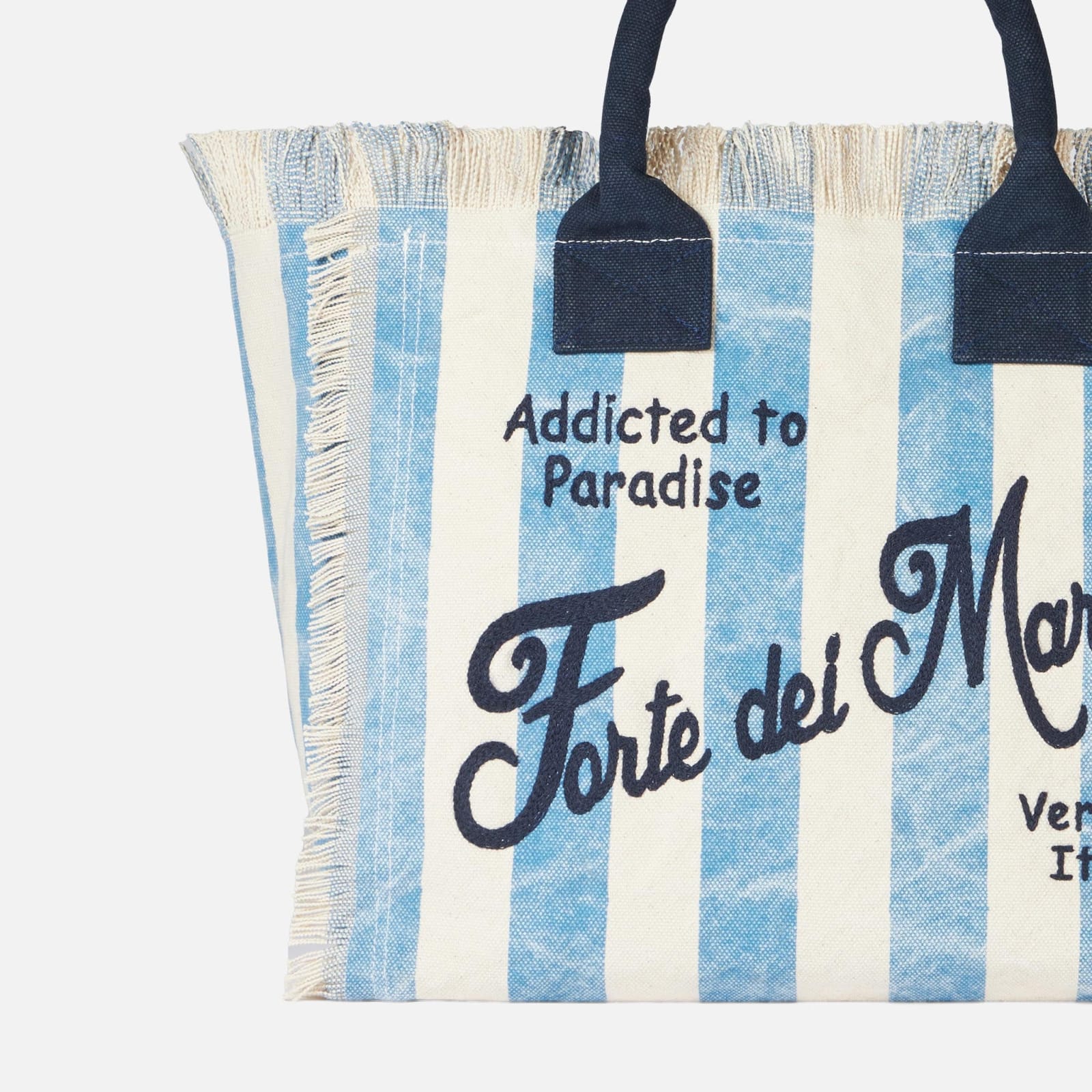 Shop Mc2 Saint Barth Vanity Canvas Shoulder Bag With Forte Dei Marmi Print In Blue