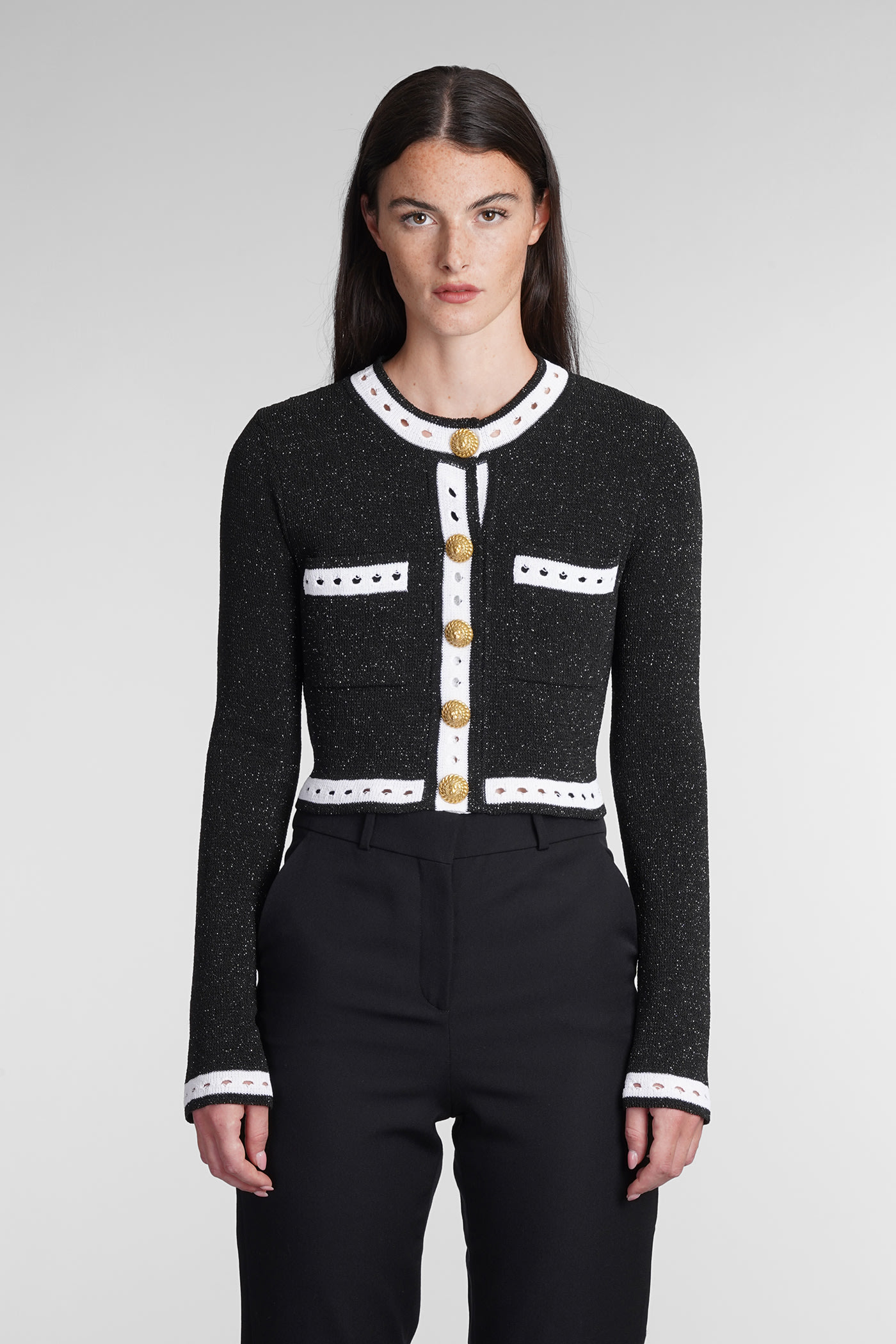 Balmain Long-sleeve Button-fastening Cardigan In Black