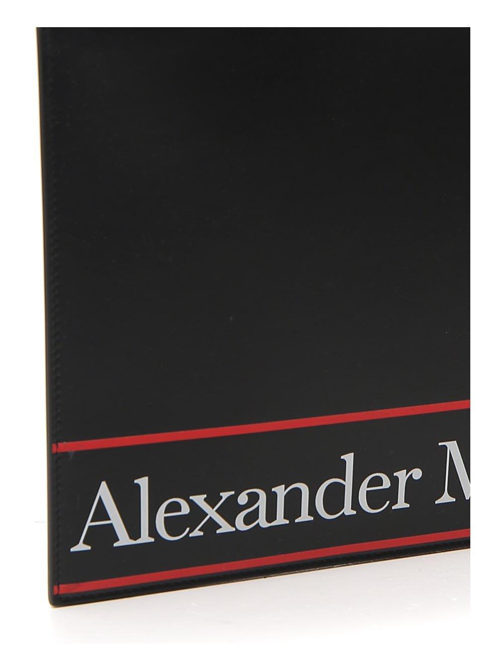Shop Alexander Mcqueen Logo Printed Clutch Bag In Black