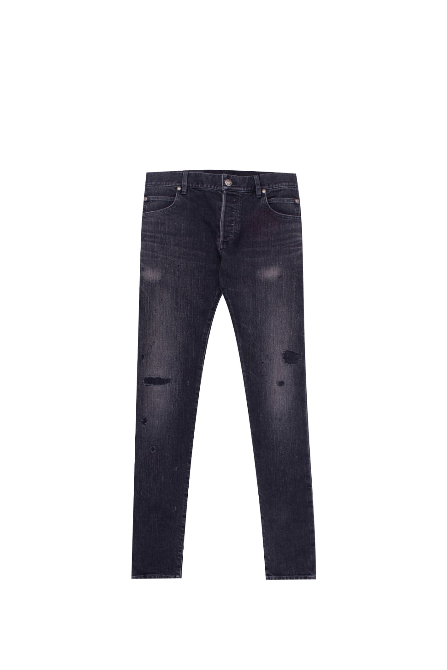 Shop Balmain Cotton Jeans In Black