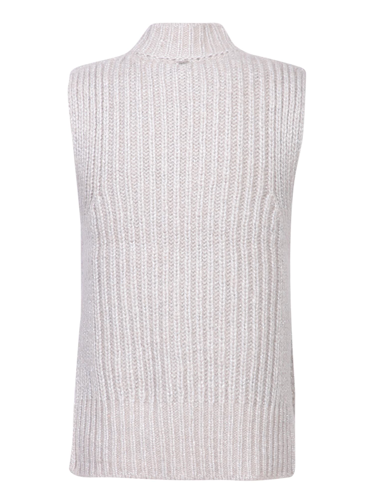 Shop Herno Beige Lurex Perforated Vest