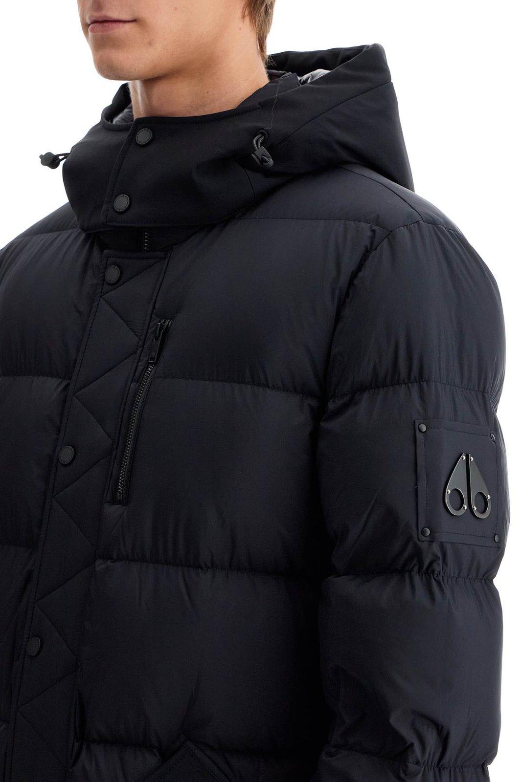 Shop Moose Knuckles Everest 3q Hooded Padded Jacket In Black