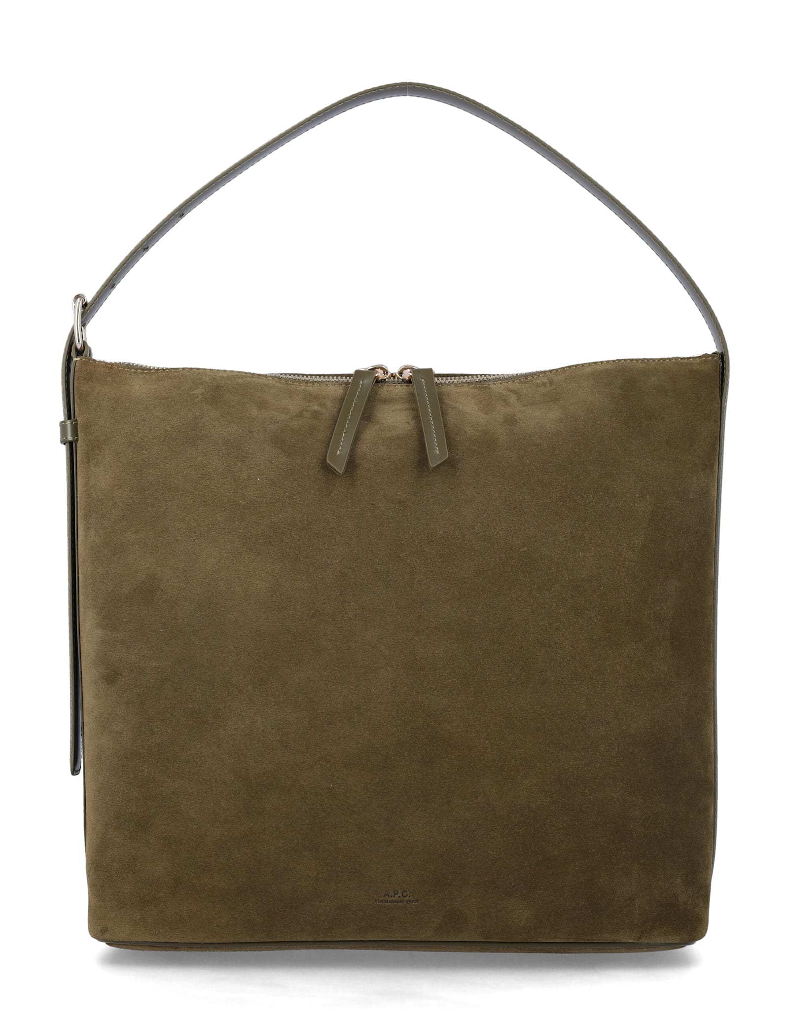 Apc Vera Suede Shoulder Bag With Adjustable Strap In Brown