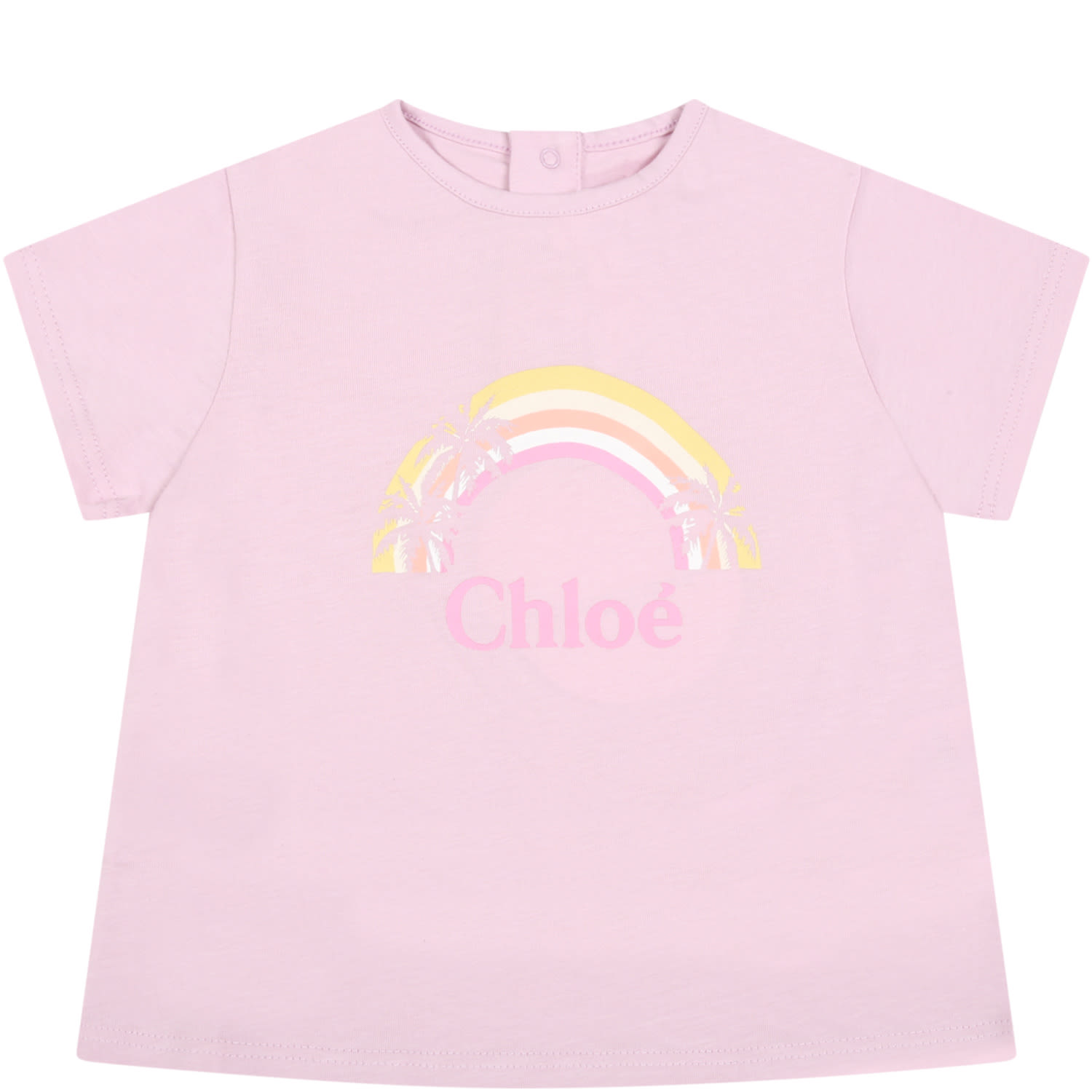CHLOÉ LILAC T-SHIRT FOR BABY GIRL WITH LOGO