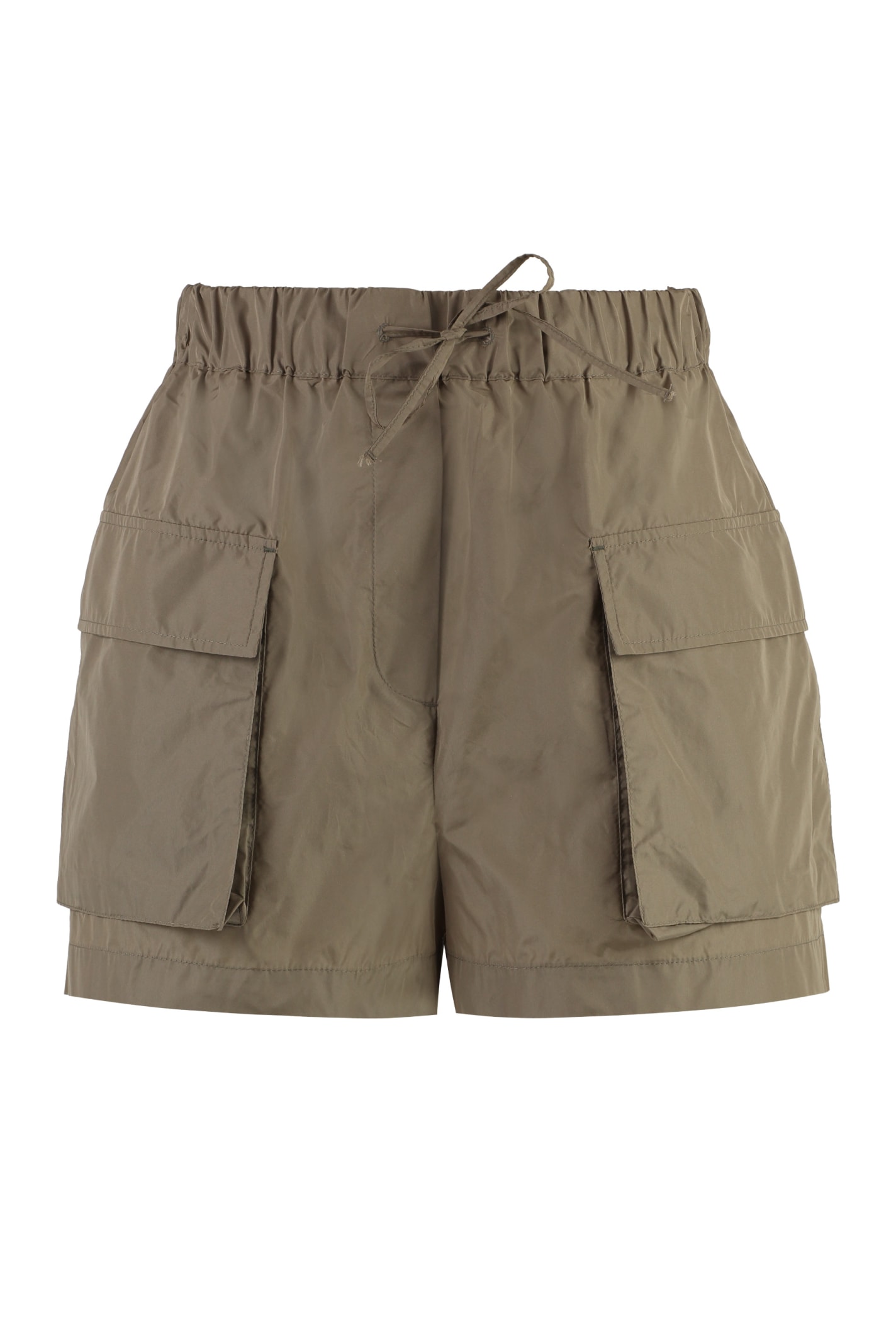 Shop Msgm Techno Fabric Shorts In Green