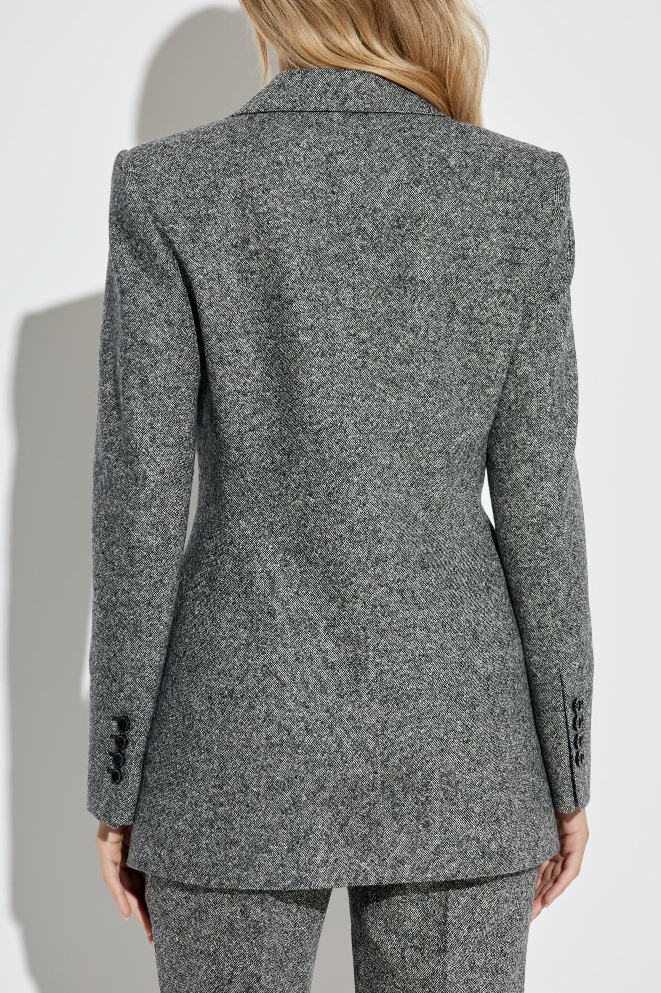 Dolce & Gabbana Tweed Jacket With Flap Pockets And Peak Lapels In Gray